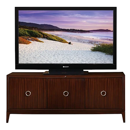 Bolton Media Console with Ribbon Stripe Mahogany Veneers and Smart Eye Receiver